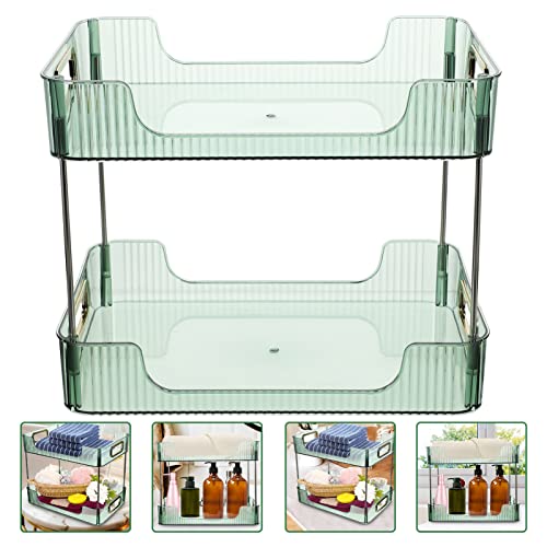 Cabilock Bathroom Organizer Countertop Vanity Organizer 2-Tier Bathroom Dresser Countertop Organizer 2-Tier Cosmetic Shelf Toiletry Organizer Green Bathroom Organizer Countertop Vanity Organizer