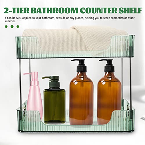 Cabilock Bathroom Organizer Countertop Vanity Organizer 2-Tier Bathroom Dresser Countertop Organizer 2-Tier Cosmetic Shelf Toiletry Organizer Green Bathroom Organizer Countertop Vanity Organizer