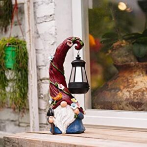 Pohabery Gnome Garden Decor Statue Solar Gnomes Decorations for Yard with Lantern Light Outdoor Decorations for Patio Mom Gift