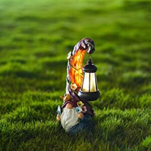 Pohabery Gnome Garden Decor Statue Solar Gnomes Decorations for Yard with Lantern Light Outdoor Decorations for Patio Mom Gift