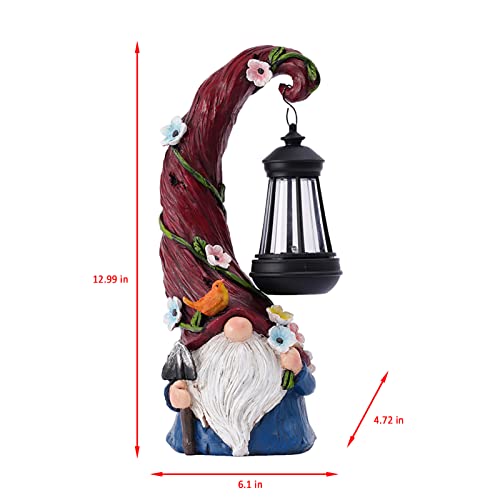 Pohabery Gnome Garden Decor Statue Solar Gnomes Decorations for Yard with Lantern Light Outdoor Decorations for Patio Mom Gift