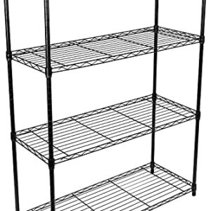 4-Tier Metal Heavy Duty Shelving Unit with Wheel, Storage Rack with Adjustable Feet, 36''W x14''D x54''H, Black