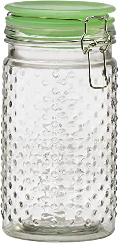 Amici Home Emma Jade Hobnail Collection Glass Jar | Set of 2 | Hermetic Lid | Airtight | Store Dry Goods, Flour, Pasta, or Snack | 24 and 36-Ounce Capacity