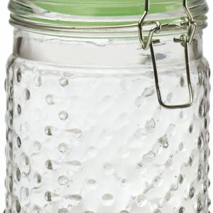 Amici Home Emma Jade Hobnail Collection Glass Jar | Set of 2 | Hermetic Lid | Airtight | Store Dry Goods, Flour, Pasta, or Snack | 24 and 36-Ounce Capacity