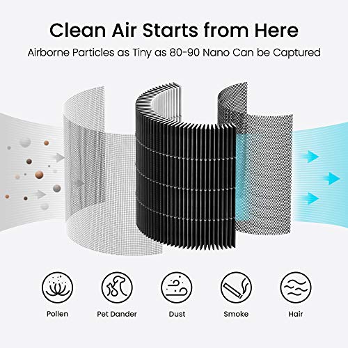 smartmi Filter Replacement - H13 True HEPA, Preliminary Layer and Inner Layer - Absorbs Pollen, Dust, and More Particles at Home, Office (2)