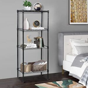 metal shelving, 4 tier wire shelving unit, adjustable strong steel storage shelf, metal shelves, kitchen storage rack, pantry standing shelves for laundry storage 750lbs capacity,18" l x 12" w x 44" h