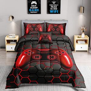 ROWADALO 5 Pieces Bed in A Bag Gamer Bedding Set for Boys Kids Adult Gaming Comforters Set,Boys Bed in A Bag Set Twin Size Comforter with Fitted Sheet Flat Sheet Pillowcase pillowsham,DJTH5027Twin