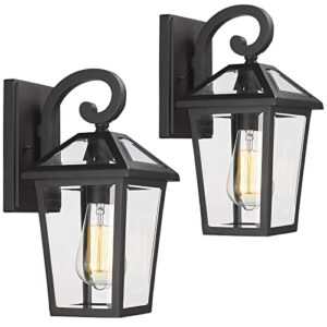 luminzone outdoor lights fixtures wall mount, outdoor wall lantern with clear glass waterproof outside exterior wall sconce lights fixture for house, front porch, patio ，2 pack