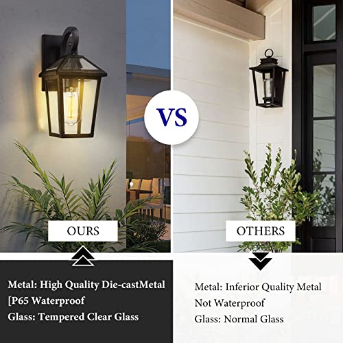 Luminzone Outdoor Lights Fixtures Wall Mount, Outdoor Wall Lantern with Clear Glass Waterproof Outside Exterior Wall Sconce Lights Fixture for House, Front Porch, Patio ，2 Pack