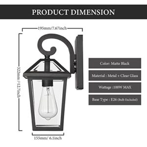 Luminzone Outdoor Lights Fixtures Wall Mount, Outdoor Wall Lantern with Clear Glass Waterproof Outside Exterior Wall Sconce Lights Fixture for House, Front Porch, Patio ，2 Pack