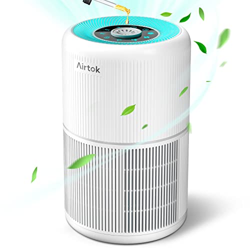 AIRTOK HEPA Air Purifier for Bedroom Home with Fragrance Sponges | 4-In-1 H13 True HEPA Air Filter for Smoke Dust Pollen Pet Dander Odors,99.97% Removal to 0.1 Microns | Ozone-Free, Night Light