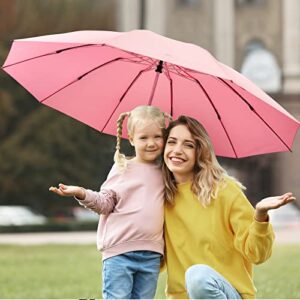 G4Free Large Umbrella 54 Inch Windproof Travel Umbrellas for Rain, Small Compact Reverse Folding Umbrella with 10 Ribs Automatic Open Close (Pink)