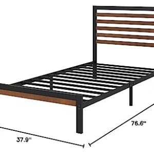 Zinus Kai Bamboo and Metal Platform Bed Frame with Headboard / No Box Spring Needed / Easy Assembly, Twin