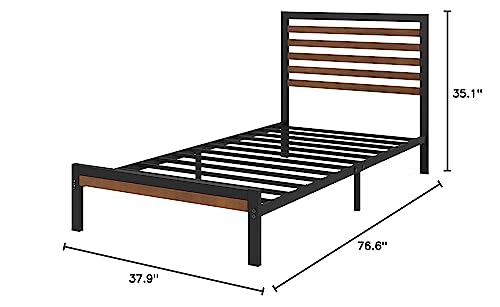 Zinus Kai Bamboo and Metal Platform Bed Frame with Headboard / No Box Spring Needed / Easy Assembly, Twin