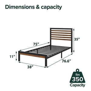 Zinus Kai Bamboo and Metal Platform Bed Frame with Headboard / No Box Spring Needed / Easy Assembly, Twin