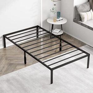 lamhorm heavy duty twin size bed frame, 14" high metal platform single bed frames for kids, easy assembly, sturdy, non-slip, no box spring needed(twin)