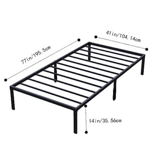 Lamhorm Heavy Duty Twin Size Bed Frame, 14" High Metal Platform Single Bed Frames for Kids, Easy Assembly, Sturdy, Non-Slip, No Box Spring Needed(Twin)