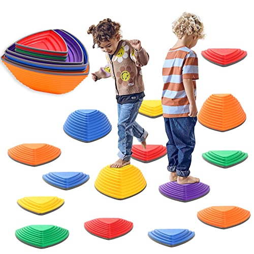 Fanboxk 15 Pcs Kids Balance Jumping Stepping Stones,Indoor or Outdoor Play Toddler Obstacle Course Promoting Coordination and Balance Game Toys for Ages 3 4 5 6 7 8+ Years