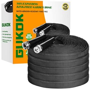 gukok non-expanding garden hose, lightweight, ultra flexible, durable, kink-free garden hose, rv, marine and camper hose, 50-feet x 5/8-inch