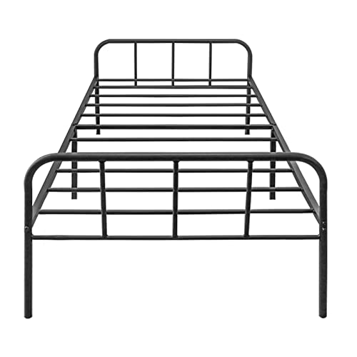 HOMWAYART Twin Bed Frame with Headboard, 14 Inch High Metal Bed Frames No Box Spring Needed,Noise-Free,Easy Assembly-Black (Twin)