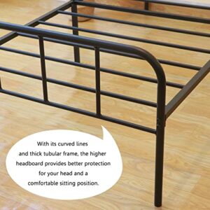 HOMWAYART Twin Bed Frame with Headboard, 14 Inch High Metal Bed Frames No Box Spring Needed,Noise-Free,Easy Assembly-Black (Twin)