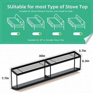 2-Tier Stainless Steel Shelf for Stove Top Organizer | Over The Stove Spice Rack | Double Layer Kitchen Storage Solution | Suitable for Flat & Curved Stoves | 30" Oven Shelf