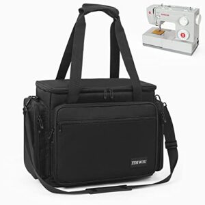 ITHWIU Sewing Machine Carrying Case with Multiple Pockets for Accessories, Universal Tote Storage Bag with Shoulder Strap Compatible with Most Standard Singer, Brother, Janome, Black