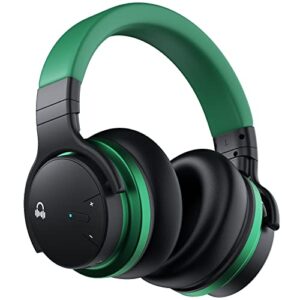 e7 basicc active noise cancelling bluetooth wireless over ear headphones with mircophone, 30h playtime,deep bass, comfortable protein earpads, for travel, home, office (green)