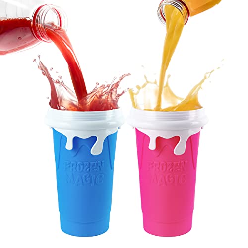 Slushy Maker Cup, Frozen Magic Squeeze Cup, 16.9 oz/500ml Slushy Squeeze Cup for Homemade Milkshake, Magic Slushy Maker Squeeze Cup, DIY Smoothie Maker, Ice Maker Cup Squeeze (1 in Blue)