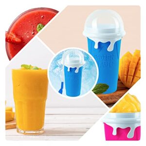 Slushy Maker Cup, Frozen Magic Squeeze Cup, 16.9 oz/500ml Slushy Squeeze Cup for Homemade Milkshake, Magic Slushy Maker Squeeze Cup, DIY Smoothie Maker, Ice Maker Cup Squeeze (1 in Blue)