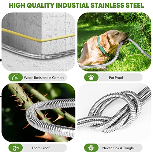 Unywarse Metal Garden Hose 50ft, Stainless Steel Heavy Duty Water Hose with 10 Function Nozzle Flexible, Lightweight, Kink Free & Tangle Free, Pet Proof, Puncture Proof Hose for Yard, Outdoor