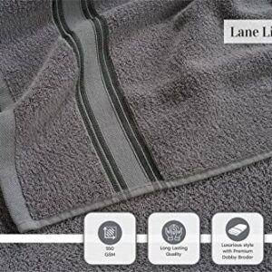 LANE LINEN Luxury Bath Towels Set - 3 Piece 100% Cotton Bathroom Towels, Quick Dry, Extra Aborbent, Super Soft Towels Set 1 Hand Towel, 1 Wash Cloths, 1 Bath Towel, Space Grey