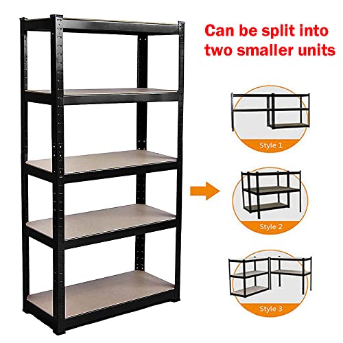 AUTOFU Boltless Metal Shelves for Workshop/Shed/Garage/Kitchen/Office/Warehouse/Basement, 5 Tier Storage Shelving Unit Freestanding Storage Racking 59x28x12inch(H*W*D)