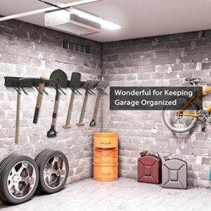 ROMATIA Garage Tool Organizer Wall Mount，Heavy Duty Tool Storage Rack，Garage Wall Organizer and Storage with 6 Garage Hooks for 300lbs Capacity