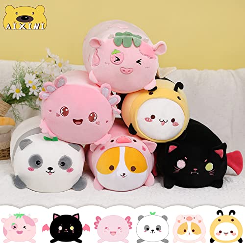 AIXINI Cute Pig Corgi Plush Pillow 8” Piggy Shiba Inu Stuffed Animal, Soft Kawaii Corgi with Pig Outfit Costume, Hugging Plush Squishy Pillow Toy Gifts for Kids