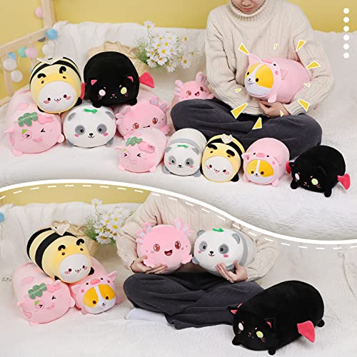 AIXINI Cute Pig Corgi Plush Pillow 8” Piggy Shiba Inu Stuffed Animal, Soft Kawaii Corgi with Pig Outfit Costume, Hugging Plush Squishy Pillow Toy Gifts for Kids