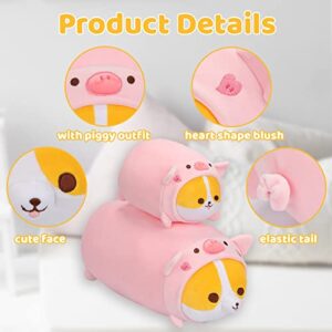 AIXINI Cute Pig Corgi Plush Pillow 8” Piggy Shiba Inu Stuffed Animal, Soft Kawaii Corgi with Pig Outfit Costume, Hugging Plush Squishy Pillow Toy Gifts for Kids