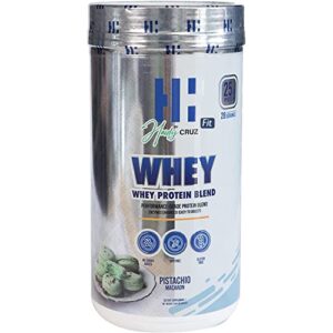 haidy cruz - whey blend protein blend powder - extra strength formula for muscle growth and improved strength - gluten-free, soy free 2lb, 28 servings with 25g of protein - pistachio macaroon flavor