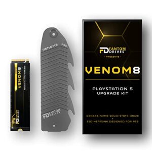 fantom drives - venom8 2tb nvme gen 4 m.2 internal ssd - ps5 memory upgrade 3d nand tlc 7400mb/s solid state drive w/ heatsink (vm8x20-ps5)