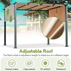 EasyLee 10x10ft Pergola with Retractable Waterproof Sun Protection Pergola Canopy Cover Top - Rust-Resistant Powder Coated Metal Frame for Backyards, Gardens, Patios, and Outdoor Spaces