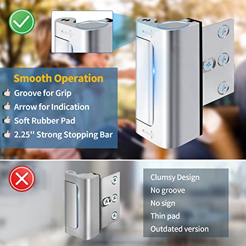 Yomisga Home Security Door Lock Reinforcement Safety Latch Extra Front Doors Security Devices Withstand 800 lbs, Anti Door Kick in Security Protector for Door Inside, Child Proof Aluminum Door Locks