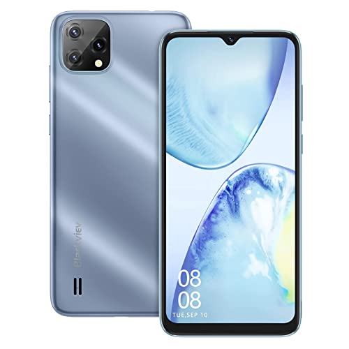 Blackview A55 Unlocked Cell Phone 2023, Android 11 Phones, 3GB+16GB / SD 128GB, 4780mAh Battery, 6.528 inches HD+ Waterdrop Screen, 8+5MP Camera, Triple Card Slots Phones Unlocked, GPS, Face ID - Blue