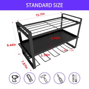 Fonkoufi Power tool organizer, 3 level garage tool organizer and storage, heavy duty tool holder with screwdriver holder/pliers holder/hammer holder, drill bit bracket wall mount, etc