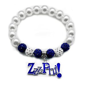 Youngsome Fashion Greek sorority female pearl bracelet ZETA ZPB symbol enamel metal ZZZPHI pendant jewelry bangle