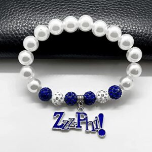 Youngsome Fashion Greek sorority female pearl bracelet ZETA ZPB symbol enamel metal ZZZPHI pendant jewelry bangle