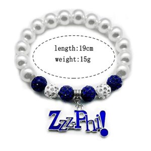 Youngsome Fashion Greek sorority female pearl bracelet ZETA ZPB symbol enamel metal ZZZPHI pendant jewelry bangle