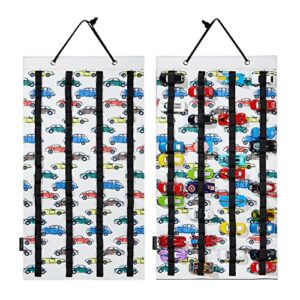 huhynn display case compatible with 60 hot wheels, hanging organizer for hot wheels matchbox cars, wall-mount display case for hot wheels fits for 60 for hot wheels storage (white-60 slots)