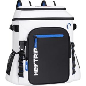 heytrip cooler backpack 54 cans insulated cooler bag with sternum strap, keep freeze for 20 hours, waterproof & leak-proof cooler with multi-compartments(white)