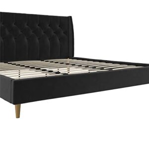 Novogratz The Her Majesty Upholstered Bed, King, Black Velvet