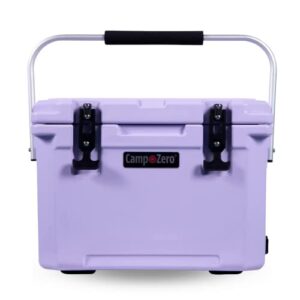 camp-zero 20l | 21.13 quart premium cooler/ice chest with 4 molded-in cup holders (purple | lavender)
